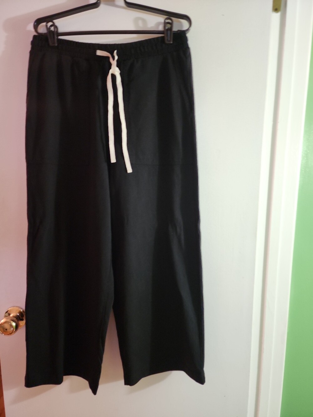 Madewell Black Cropped Wide-Leg Drawstring Pants